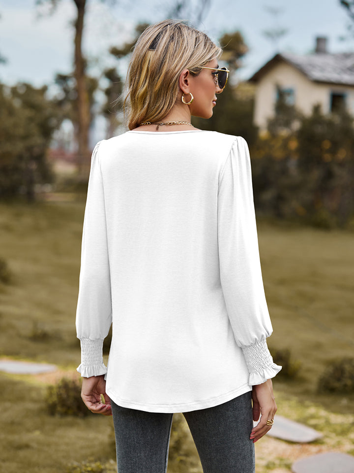 Puff Sleeve Pleated Blouse - Pahabu - Women's Clothing & Shop