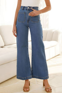 High Waist Bootcut Jeans with Pockets - Pahabu - Women's Clothing & Shop