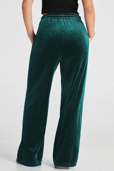 Drawstring Elastic Waist Straight Leg Pants - Pahabu - Women's Clothing & Shop