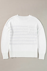 US Flag Round Neck Long Sleeve Knit Top - Pahabu - Women's Clothing & Shop