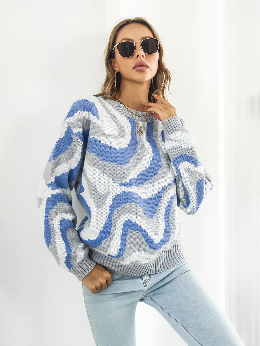 Round Neck Dropped Shoulder Sweater - Pahabu - Women's Clothing & Shop