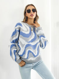 Round Neck Dropped Shoulder Sweater - Pahabu - Women's Clothing & Shop