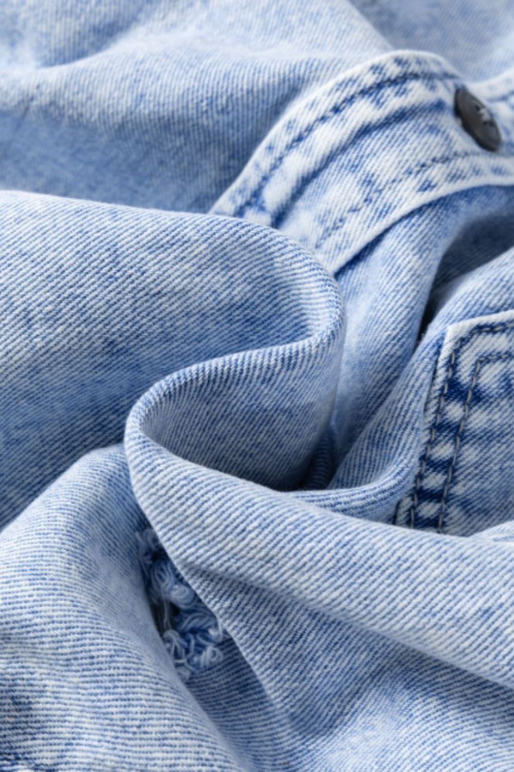 Distressed Button Up Hooded Denim Jacket with Pockets - Pahabu - Women's Clothing & Shop