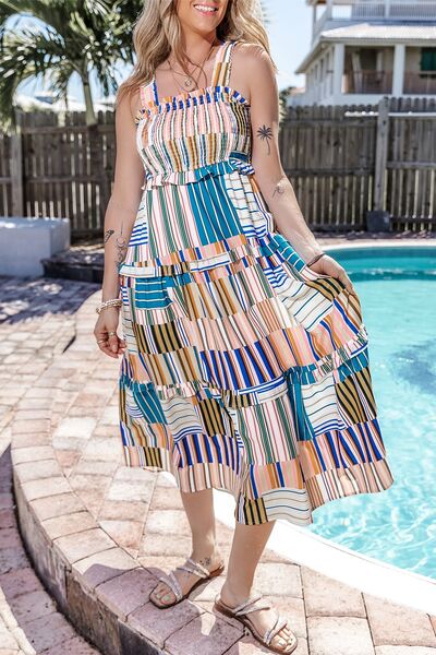 Square Neck Wide Strap Midi Dress - Pahabu - Women's Clothing & Shop