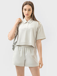 Millennia Half Button Short Sleeve Active T-Shirt - Pahabu - Women's Clothing & Shop