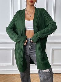 Open Front Long Sleeve Cardigan - Pahabu - Women's Clothing & Shop