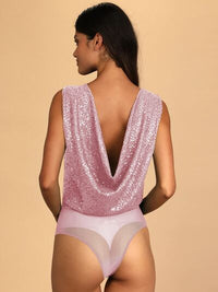 Sequin Surplice Sleeveless Bodysuit - Pahabu - Women's Clothing & Shop