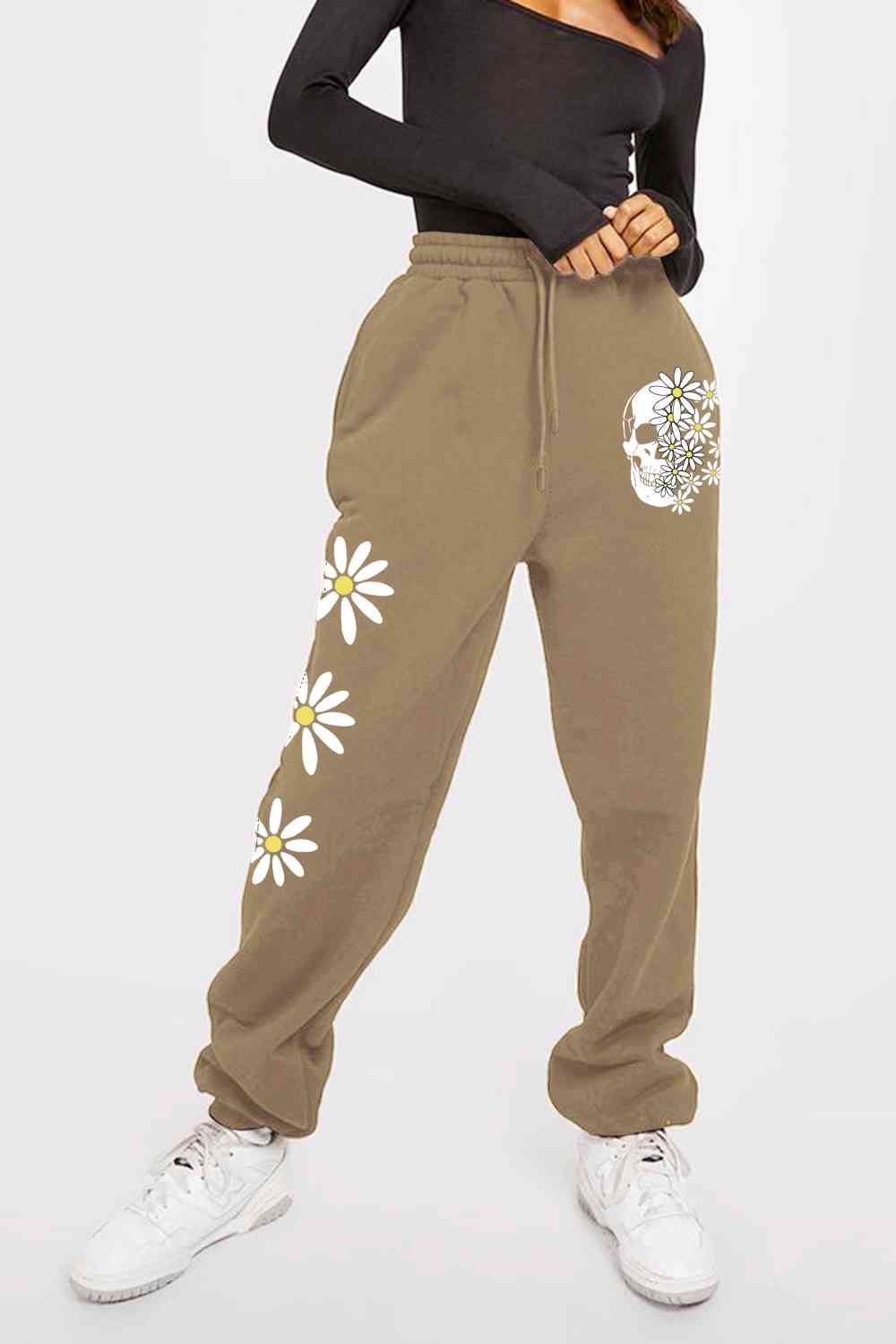Simply Love Simply Love Full Size Drawstring Flower & Skull Graphic Long Sweatpants - Pahabu - Women's Clothing & Shop