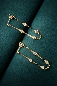 1 Carat Moissanite 925 Sterling Silver Chain Earrings - Pahabu - Women's Clothing & Shop
