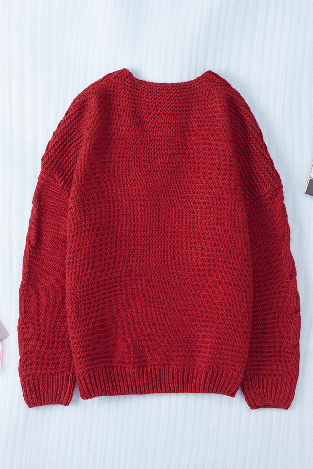 Cable-Knit Open Front Cardigan - Pahabu - Women's Clothing & Shop