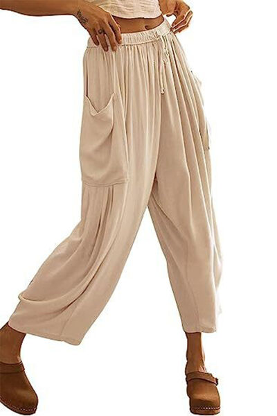 Full Size Pocketed Drawstring Wide Leg Pants - Pahabu - Women's Clothing & Shop