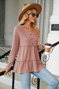 Long Sleeve V-Neck Cable-Knit Blouse - Pahabu - Women's Clothing & Shop