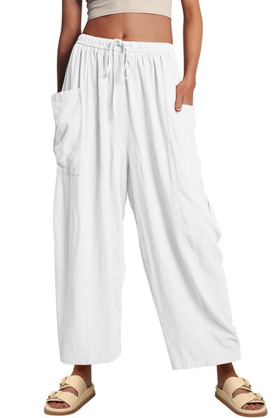 Full Size Pocketed Drawstring Wide Leg Pants - Pahabu - Women's Clothing & Shop