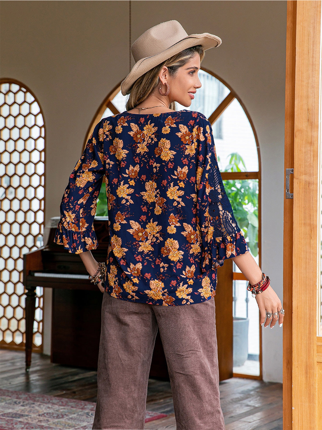 Floral V-Neck Crochet Blouse - Pahabu - Women's Clothing & Shop