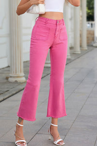 Raw Hem High Waist Bootcut Jeans - Pahabu - Women's Clothing & Shop