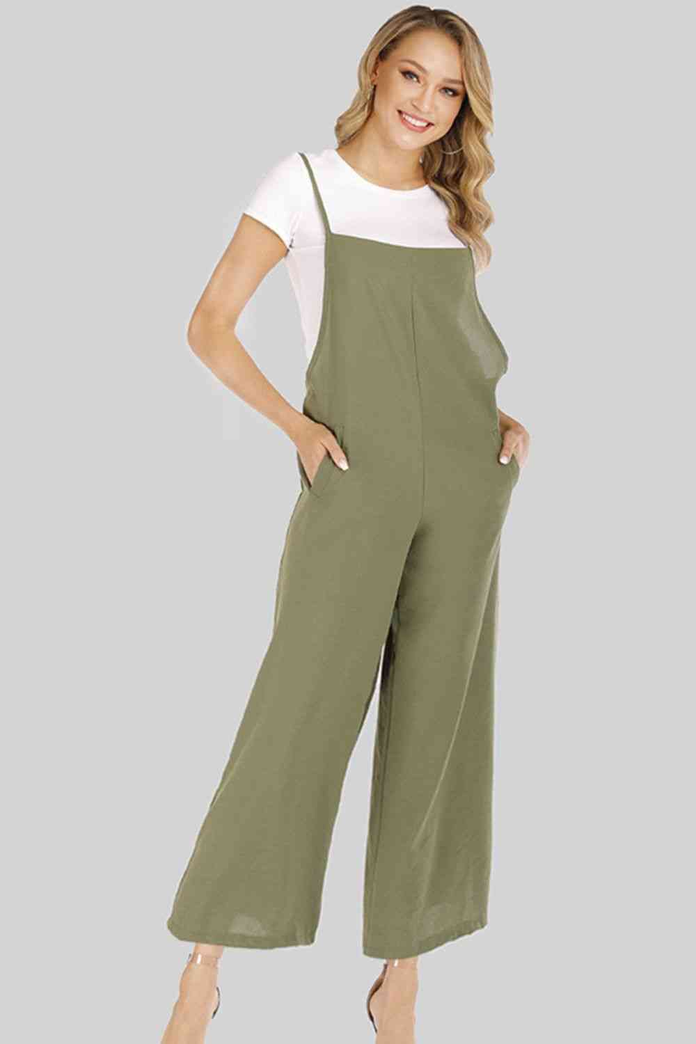 Full Size Cropped Wide Leg Overalls with Pockets - Pahabu - Women's Clothing & Shop