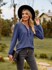 Puff Sleeve Ruffle Trim Blouse - Pahabu - Women's Clothing & Shop