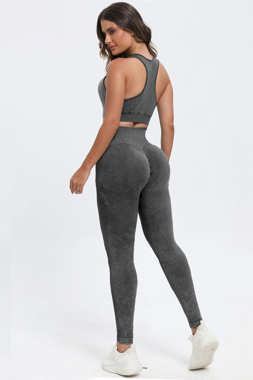 3 Piece Washed Square Neck Wide Strap Active Set - Pahabu - Women's Clothing & Shop