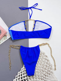 Chain Detail Halter Neck Bikini Set - Pahabu - Women's Clothing & Shop