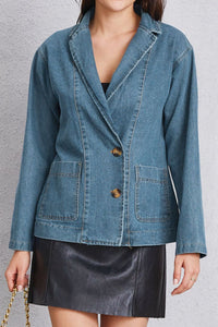 Pocketed Button Up Denim Jacket - Pahabu - Women's Clothing & Shop