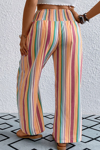Plus Size Striped Wide Leg Pants - Pahabu - Women's Clothing & Shop