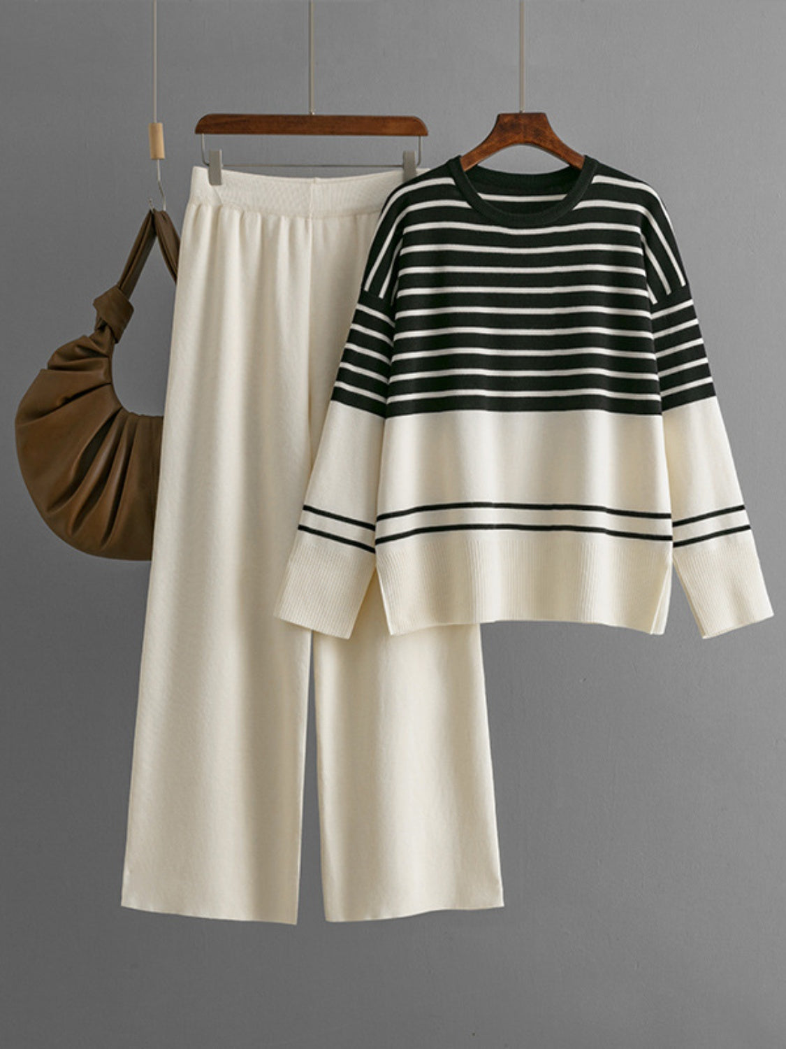 Basic Bae Striped Round Neck Long Sleeve Top and Pants Sweater Set - Pahabu - Women's Clothing & Shop