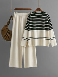 Basic Bae Striped Round Neck Long Sleeve Top and Pants Sweater Set - Pahabu - Women's Clothing & Shop