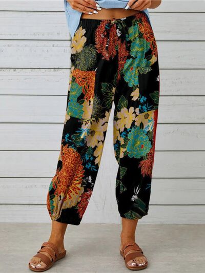Printed Tied Cropped Pants - Pahabu - Women's Clothing & Shop