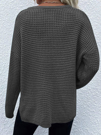 Notched Long Sleeve Sweater - Pahabu - Women's Clothing & Shop