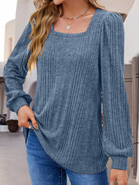 Square Neck Long Sleeve Top - Pahabu - Women's Clothing & Shop