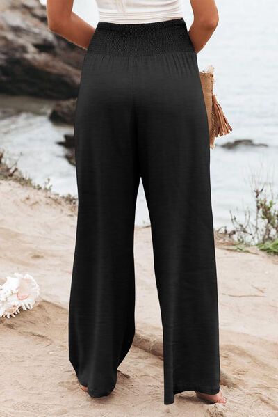 Plus Size Smocked High Waist Wide Leg Pants - Pahabu - Women's Clothing & Shop