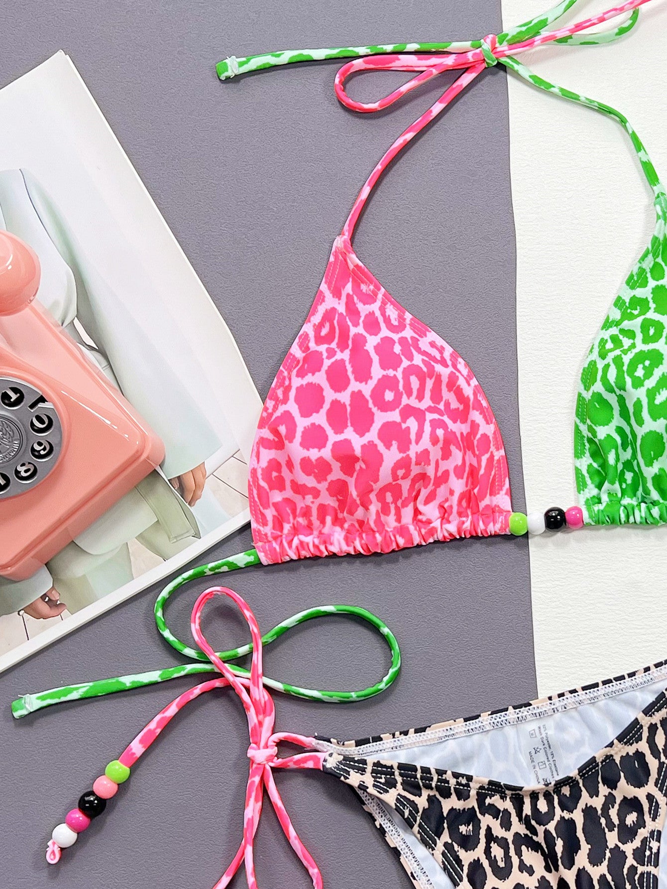 Leopard Tied Halter Neck Bikini Set - Pahabu - Women's Clothing & Shop