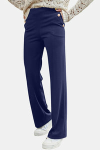 Decorative Button High Rise Pants - Pahabu - Women's Clothing & Shop