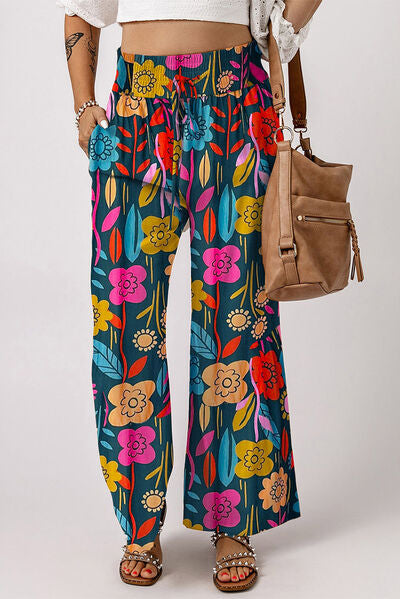 Printed High Waist Wide Leg Pants - Pahabu - Women's Clothing & Shop