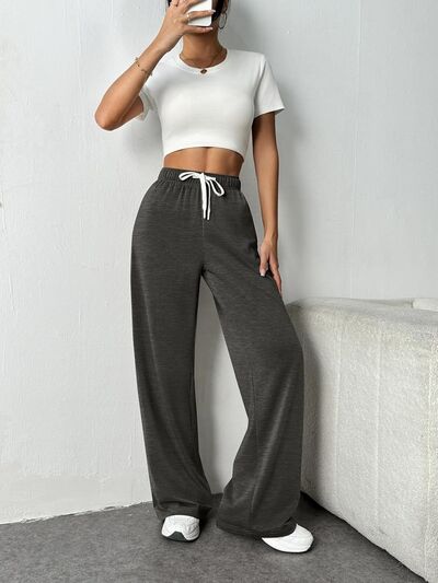 Drawstring Wide Leg Pants with Pockets - Pahabu - Women's Clothing & Shop