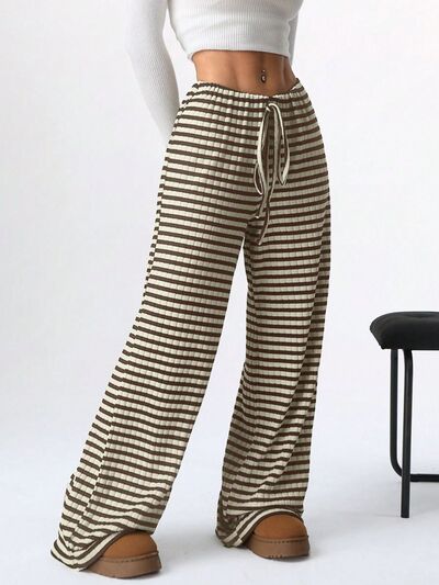 Tied Striped Wide Leg Pants - Pahabu - Women's Clothing & Shop