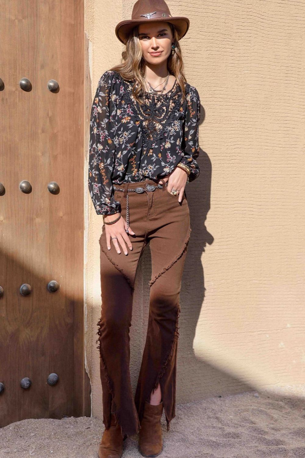 Printed Round Neck Long Sleeve Blouse - Pahabu - Women's Clothing & Shop