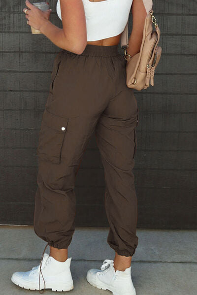 Drawstring Elastic Waist Pants with Pockets - Pahabu - Women's Clothing & Shop
