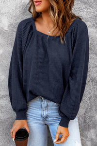 Square Neck Waffle-Knit Top - Pahabu - Women's Clothing & Shop