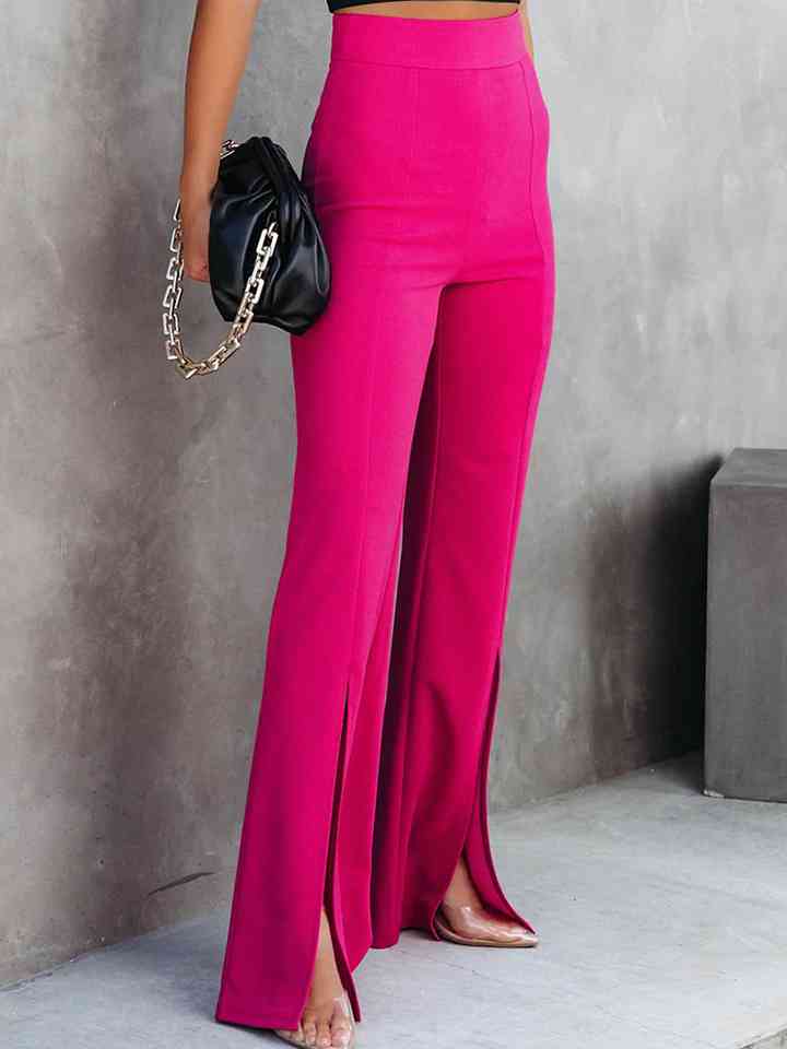 Front Slit Flare Leg Pants - Pahabu - Women's Clothing & Shop