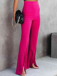 Front Slit Flare Leg Pants - Pahabu - Women's Clothing & Shop