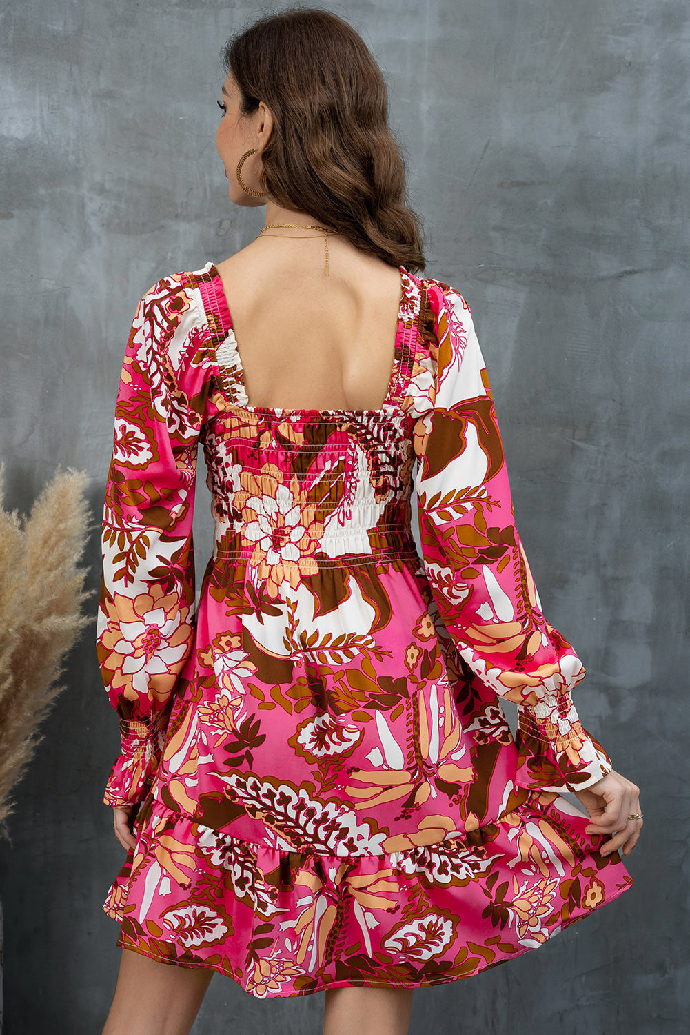 Floral Square Neck Flounce Sleeve Dress - Pahabu - Women's Clothing & Shop
