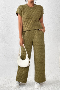 Short Sleeve Top and Pocketed Pants Lounge Set - Pahabu - Women's Clothing & Shop