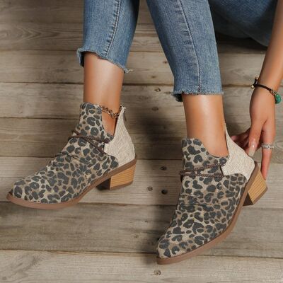 Contrast Canvas Low Heel Boots - Pahabu - Women's Clothing & Shop
