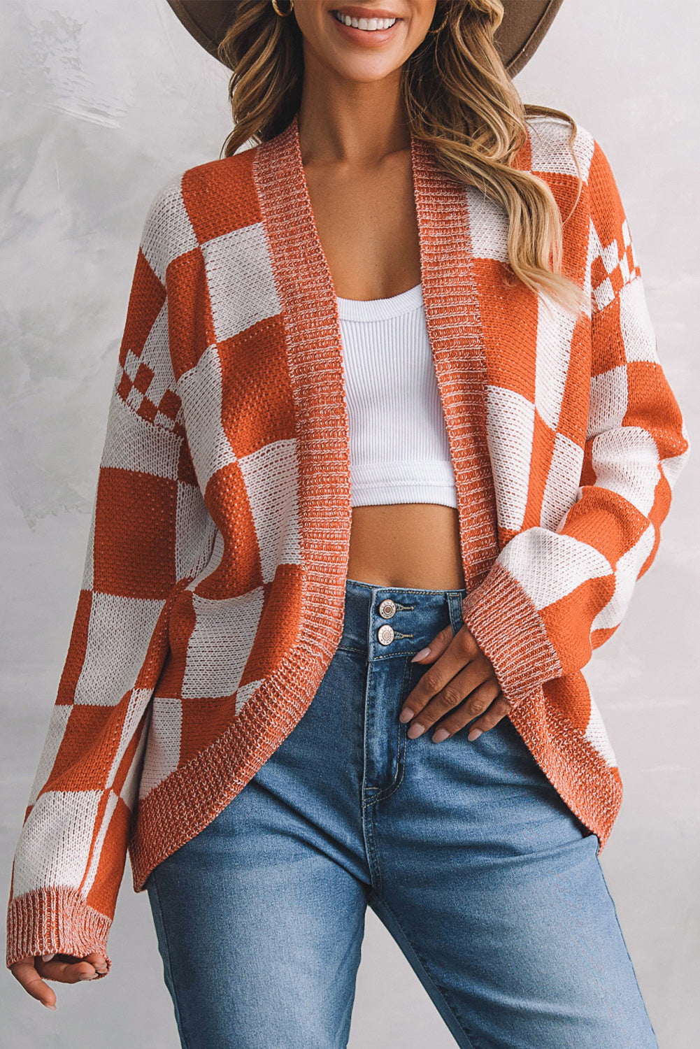 Plaid Open Front Dropped Shoulder Cardigan - Pahabu - Women's Clothing & Shop