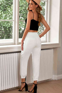 Drawstring Paperbag Waist Cropped Joggers - Pahabu - Women's Clothing & Shop
