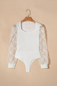 Eyelet Lace Long Sleeve Bodysuit - Pahabu - Women's Clothing & Shop