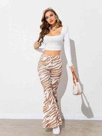 Floral High Waist Flare Leg Pants - Pahabu - Women's Clothing & Shop