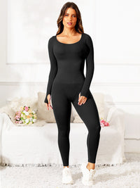 Scoop Neck Long Sleeve Active Jumpsuit - Pahabu - Women's Clothing & Shop