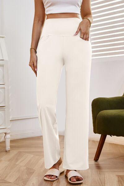 High Waist Wide Leg Pants with Pockets - Pahabu - Women's Clothing & Shop